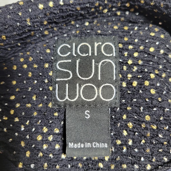 Clara Sun Woo Jacket Womens Sz S Black Silver Gold Sparkle Full Zip Knit Stretch - Picture 4 of 5